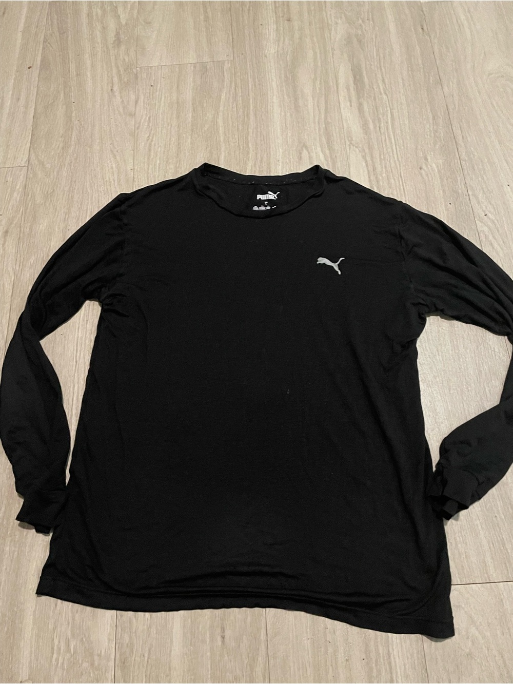 Puma Black Long Sleeve Tee with Silver Puma Logo